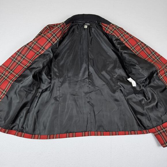 Black Label Evan Picone Blazer Jacket Tartan Plaid Checker Equestrian Womens 10 - Picture 7 of 12